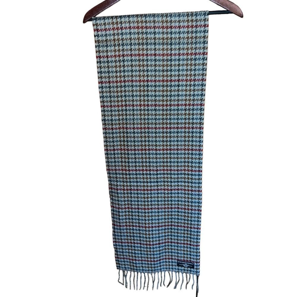 D&Y acrylic neutral tones cashmere-like rectangular scarf with fringe